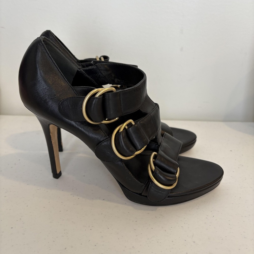 Cole Haan Stiletto Shoes Womens Size 7 Leather High‎ Heel Sandals Buckle Strap